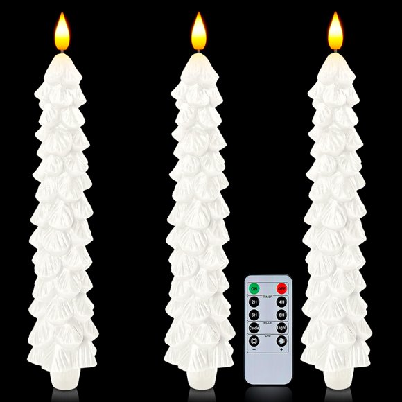 Lamp Homemory, 3 velas LED blancas con forma de árbol, 25 cm