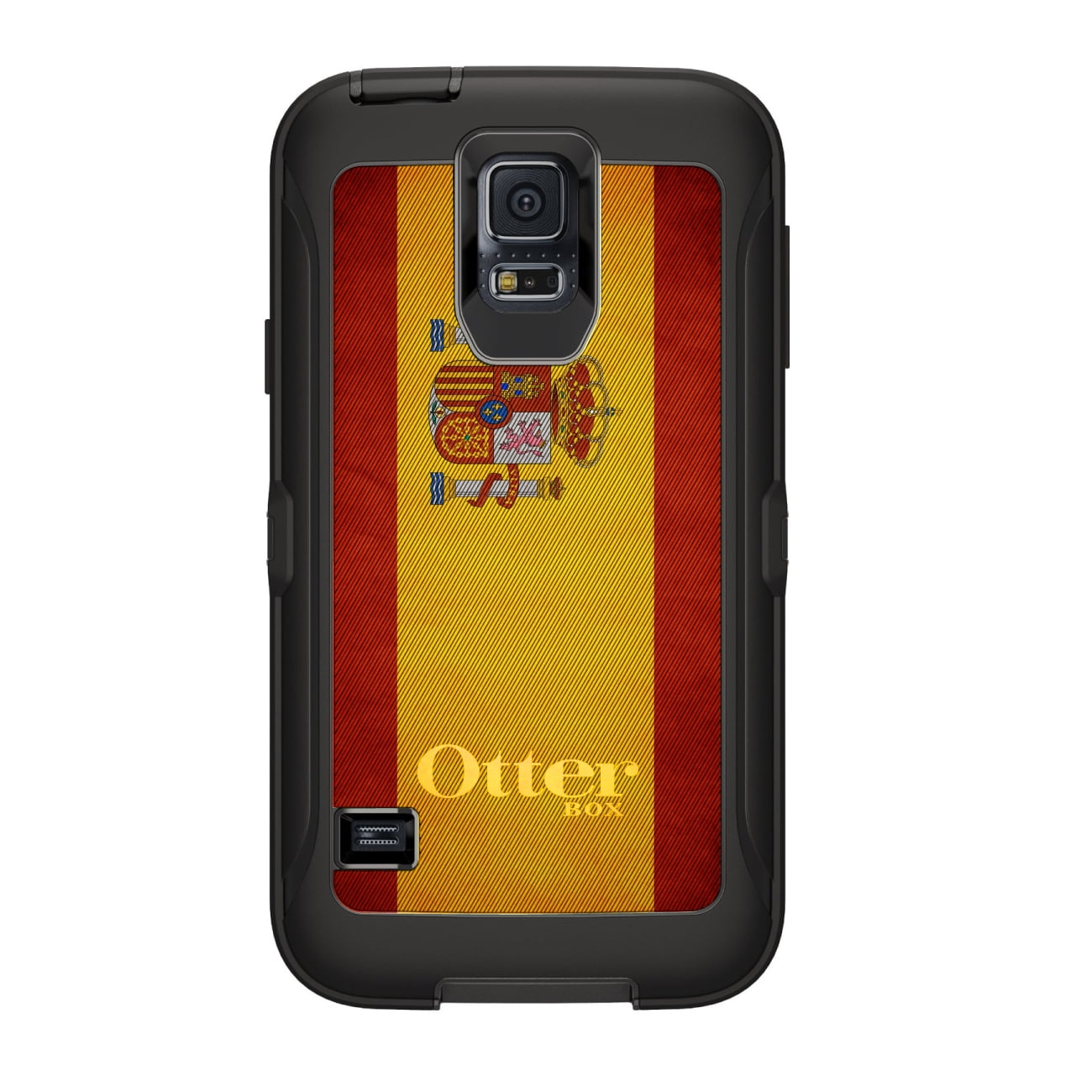CUSTOM Black OtterBox Defender Series Case for Samsung Galaxy S5 Spain Old...