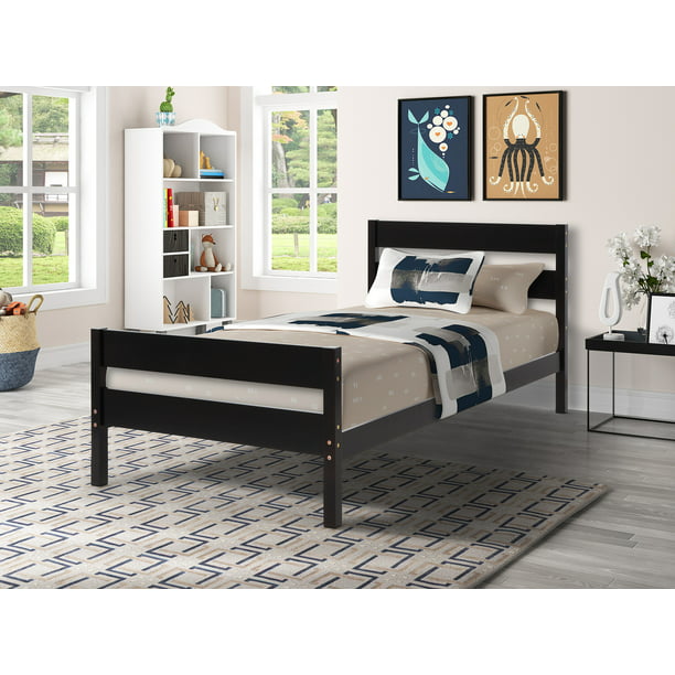 Wood Twin Bed Frame With Headboard And, Maddox Twin Platform Bed