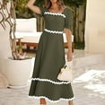 thumbnail image 4 of Lmnyox Summer Short Sleeve Maxi Dress for Women Flowy Square Neck Long Dress Casual A Line Dress, 4 of 7