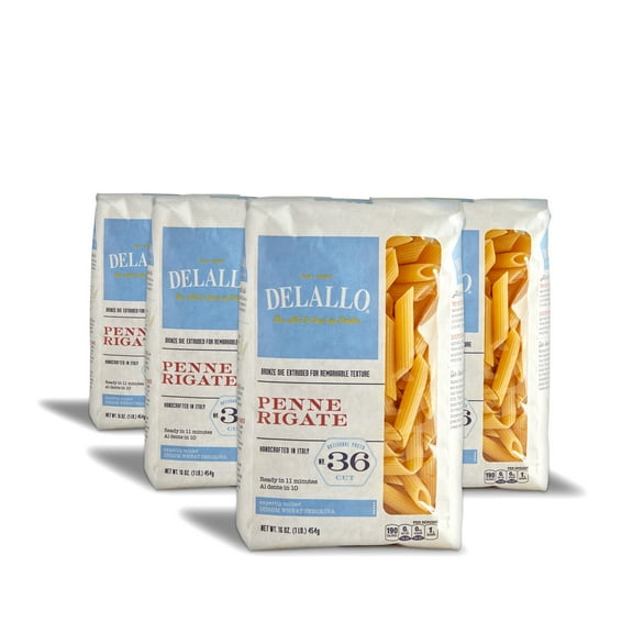 DeLallo Penne Rigate Pasta, Non-GMO, Kosher, 16 oz Bag, (4 Pack)