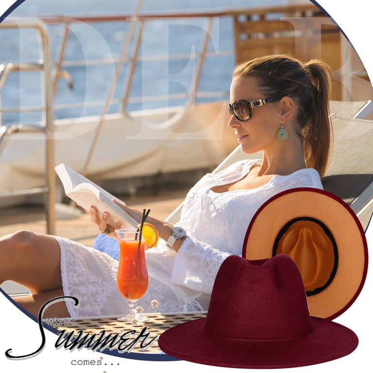 Wide Brim Fedora Hat Classic Panama Dress Hat Adjustable Felt for Wedding Party Avaner Wide Brim Fedora Hats for Women and Men Classic Dress  main image 2