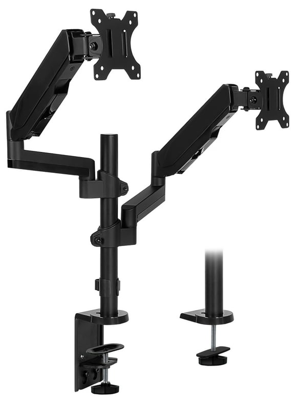 Mount-It! Dual Monitor Arm Mount Desk Stand | Vertical Stackable Arms | Fits 17-32 inch Screens