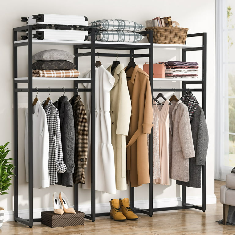 HOKEEPER 600lbs Capacity Free Standing Closet Organizer with 6 Metal  Shelves Heavy Duty Clothing Rack for Hanging Clothes Sturdy Storage  Wardrobe