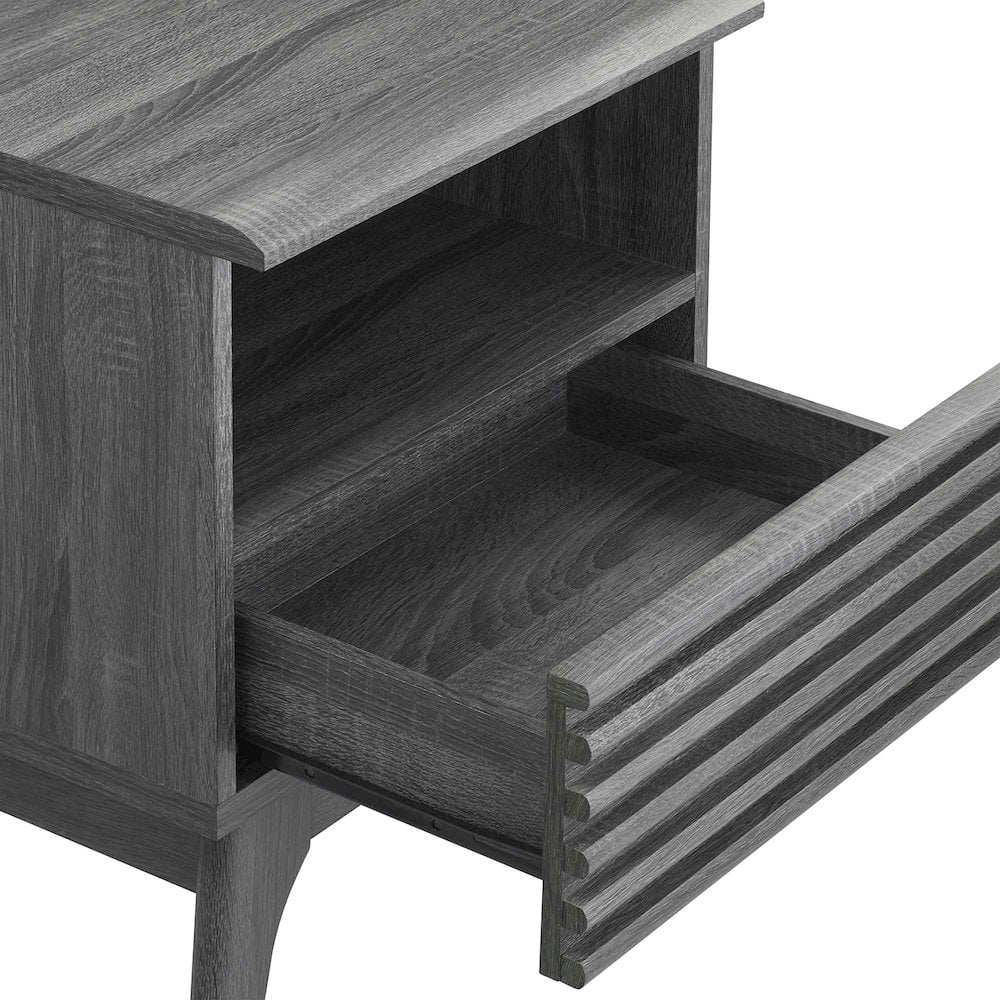 Modway Render Modern Particleboard Wood Nightstand - Charcoal Finish