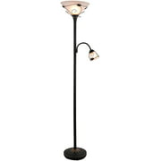 CO-Z Torchere Glass Shade Mother Daughter Floor Lamp Combo 71 Inch with 3 Way Adjustable Bedside Sofa Side Reading Lamp
