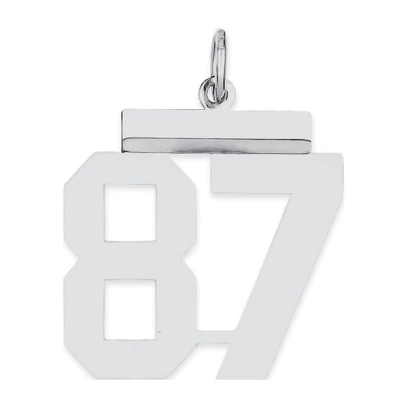 White Sterling Silver Charm Pendant 87 21 mm 16 Rhodium-Plated Medium Polished Number