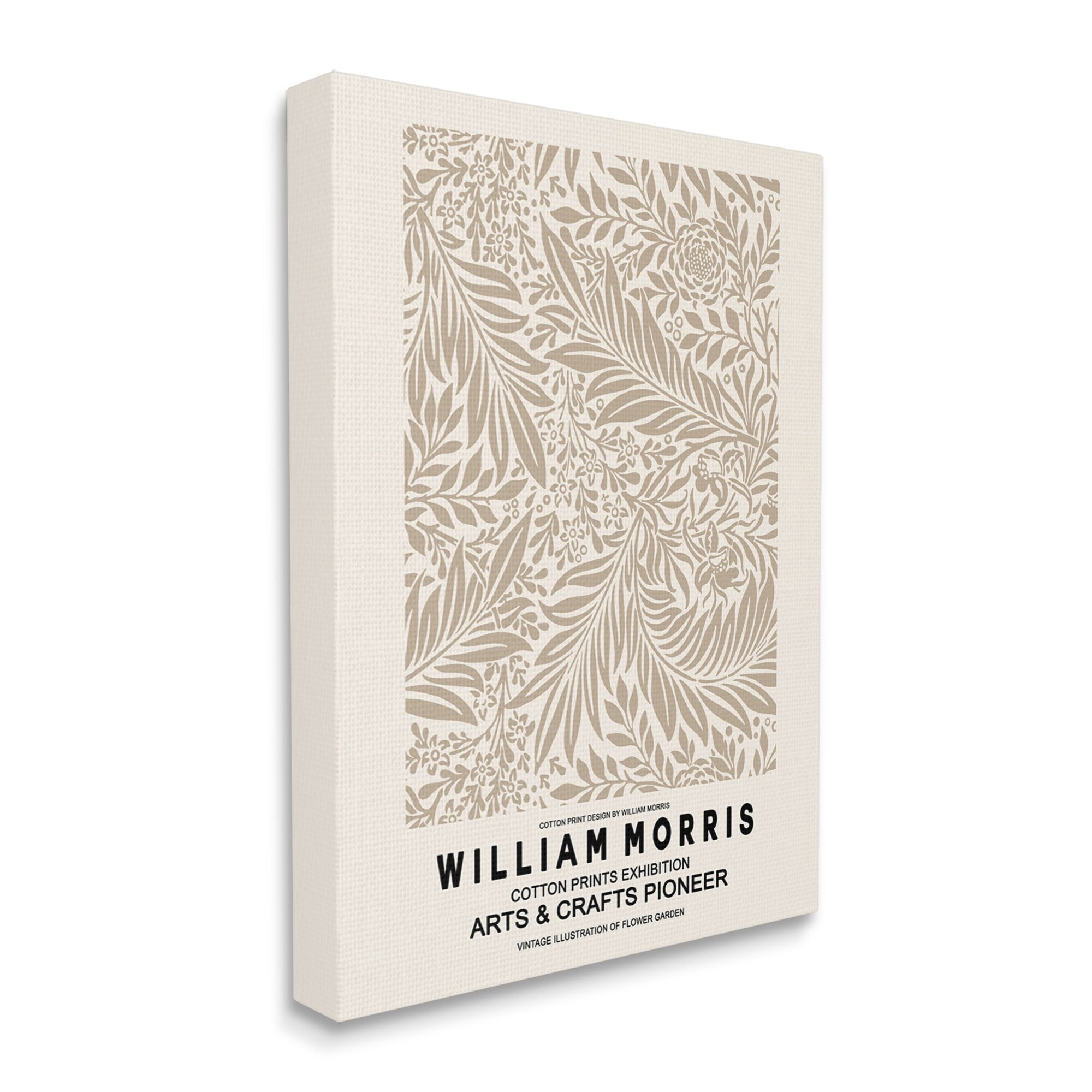 Stupell Industries Detailed Beige Botanical Leaves William Morris Text Canvas Wall Art, 16 x 20, Design by Ros Ruseva