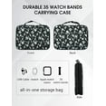 thumbnail image 2 of Wearlizer Watch Band Case Watch Band Storage Case Hold 35 Watch Straps Portable Organizer Bag for Apple Watch Band, Watch Band Pin, Headset and Other Accessories-Grey Flowers on Black, 2 of 6