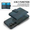 thumbnail image 5 of for Samsung Galaxy S23 FE Case, Compatible with MagSafe, Detachable Magnetic Wallet Case with PU Leather Kickstand Card Slots Shockproof Protection 2 In 1 Function Case for Galaxy S23 FE, Blue, 5 of 5