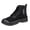 Black, variant on Men's Work Boots Round Toe Lace-Up Side Zipper Thick Sole Canvas Work Shoes