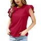 thumbnail image 5 of Txlixc Camiseta de Manga Corta para Mujer, Jersey con Volantes de Cuello Redondo de Color sólido, Tops Finos de Ajuste Suelto de Verano para Mujer Txlixc Estilo de ocio, 5 of 7