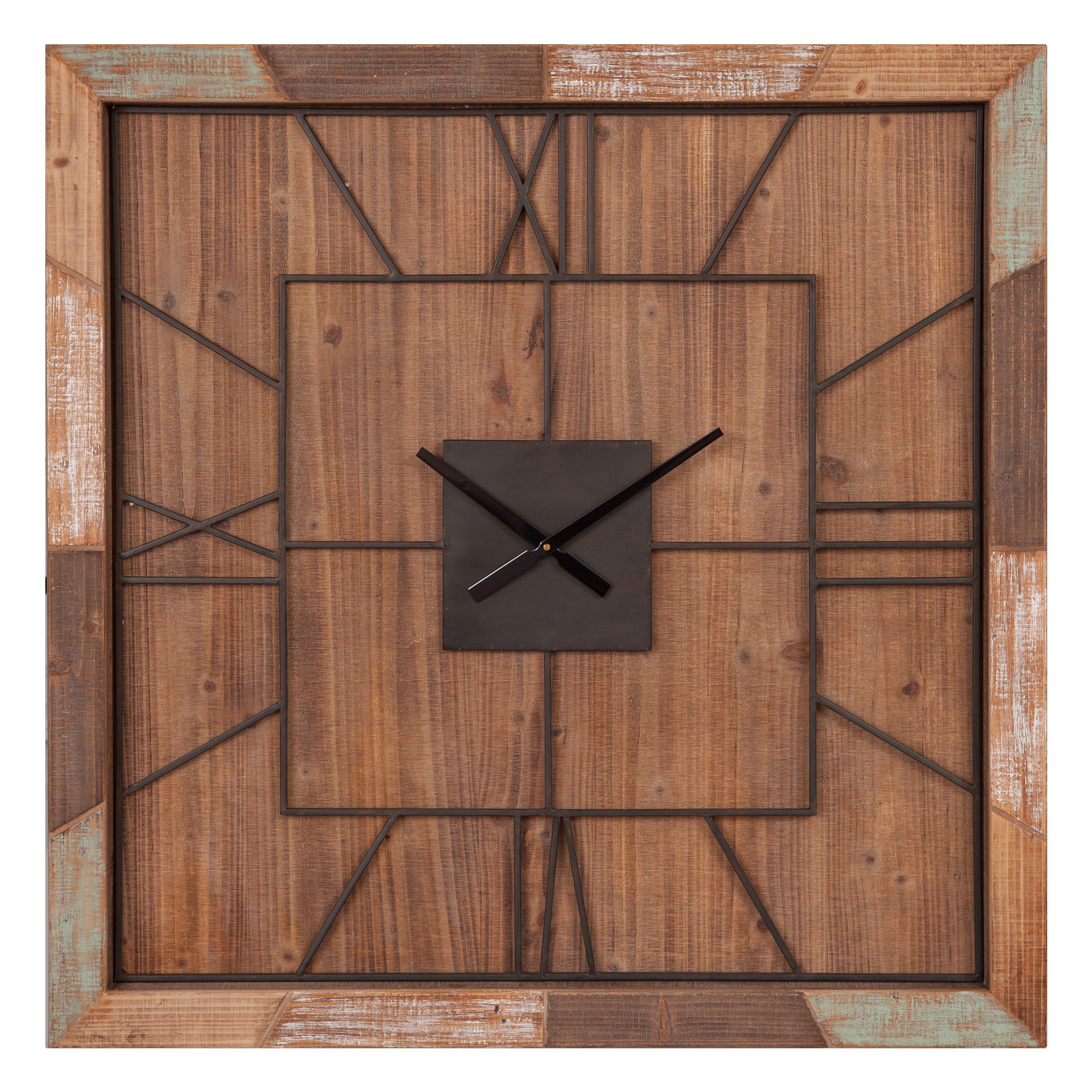 Placed on Old Wooden Planks Decorative Wall Clock for Wall Decor INTERESTPRINT USA Flag in Grunge Design