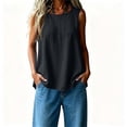 thumbnail image 4 of CHUMUD Women's Cotton Linen Tank Top, Sleeveless Crewneck Pullover, Side Slit Casual Summer Blouse, S-2XL, 4 of 7