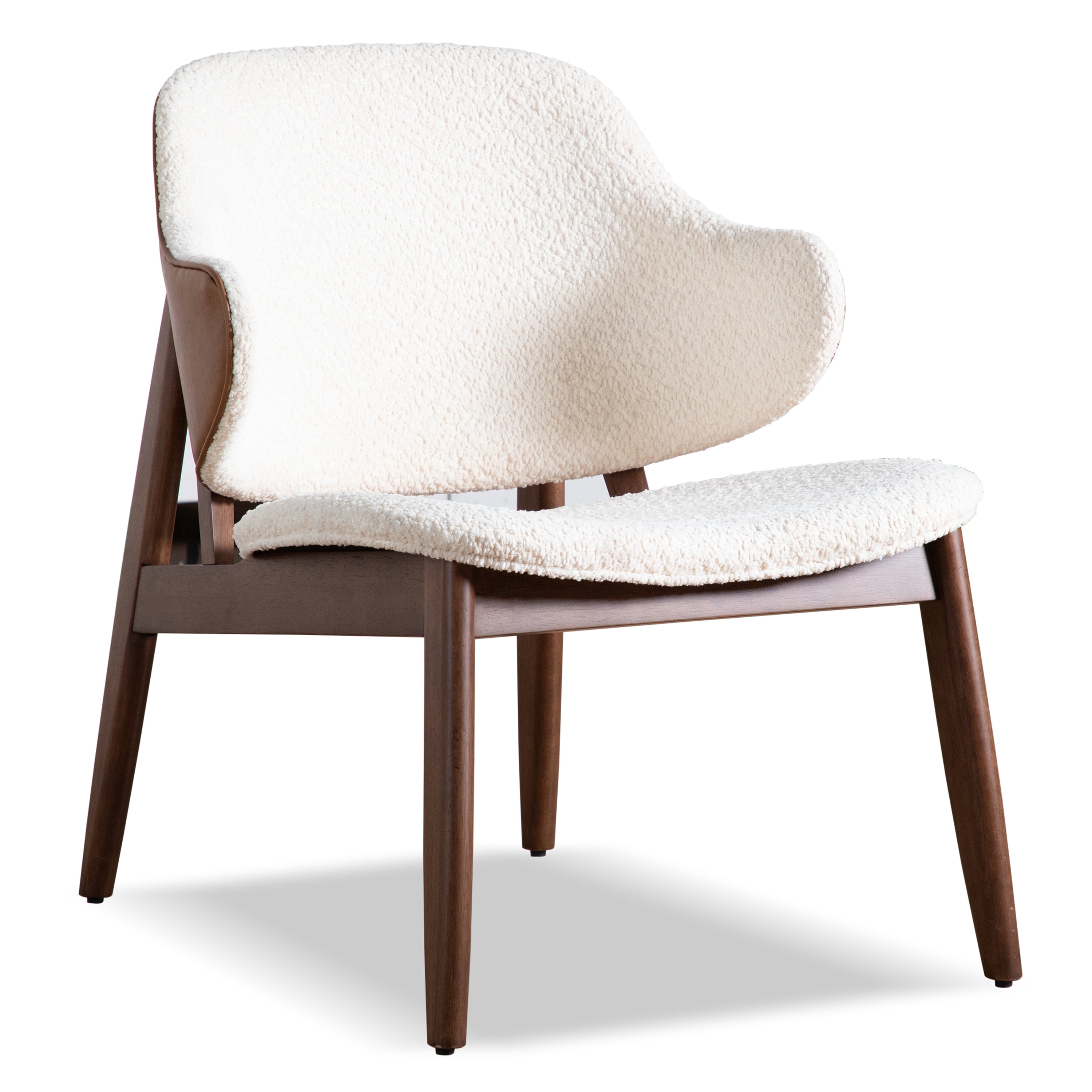 Furniture of America Erik Mid-Century Modern Boucle Fabric Wingback Indoor Accent Chair, Walnut
