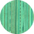thumbnail image 1 of Ahgly Company Machine Washable Indoor Round Abstract Turquoise Blue Modern Area Rugs, 8' Round, 1 of 4