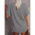 thumbnail image 4 of ALLLIST Notch Neck Womens Tops Summer Gray Short Sleeve Solid Button T-Shirts Casual Blouse for Women, 4 of 6