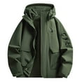 thumbnail image 2 of YueHuiYing Unisex Solid-Color Waterproof Trench Coat | Long-Sleeve, Hooded, Zipper Pocket | Easy-Match for Casual Outings, 2 of 6