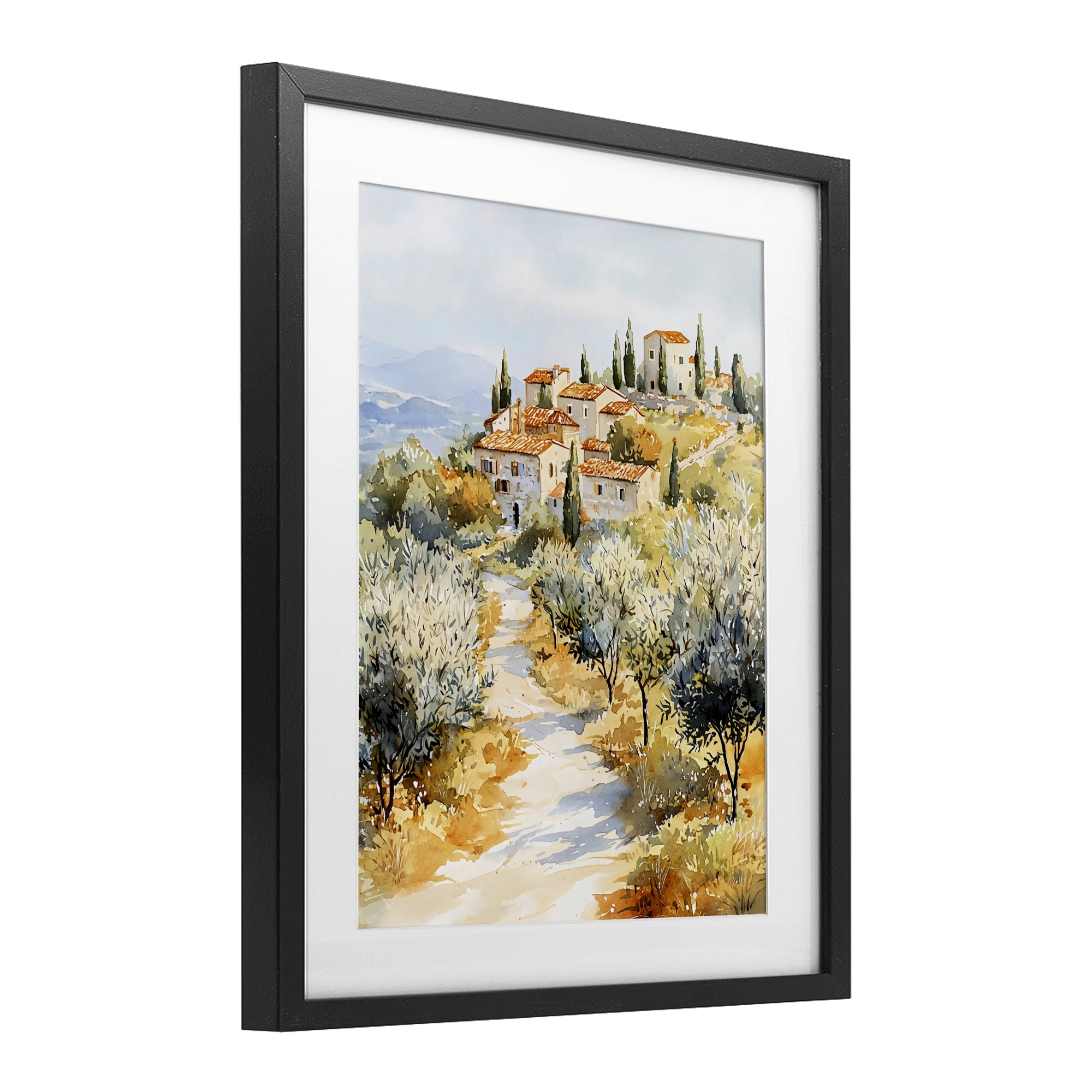 Stupell Industries Tuscan Hilltop Village View Black Framed Print Under Glass, design by LSR Design Studio