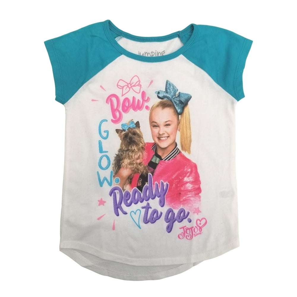 Jojo Siwa Girls Short Sleeve Bow Glow Ready To Go TShirt Tee Shirt