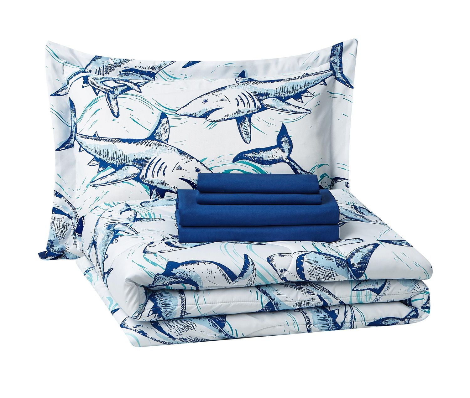Your Zone Blue Shark Bedding Set for Kids