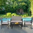 thumbnail image 3 of Patiojoy 4-Piece Patio Rattan Sectional Conversation Furniture Cushioned Loveseat Sofa Set Brown, 3 of 6