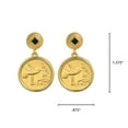 thumbnail image 7 of Earrings Hummingbird Coin Jewelry- Post Pin Style- Goldtone Bezel-Minted in Trinidad & Tobago- Art Deco, 7 of 7