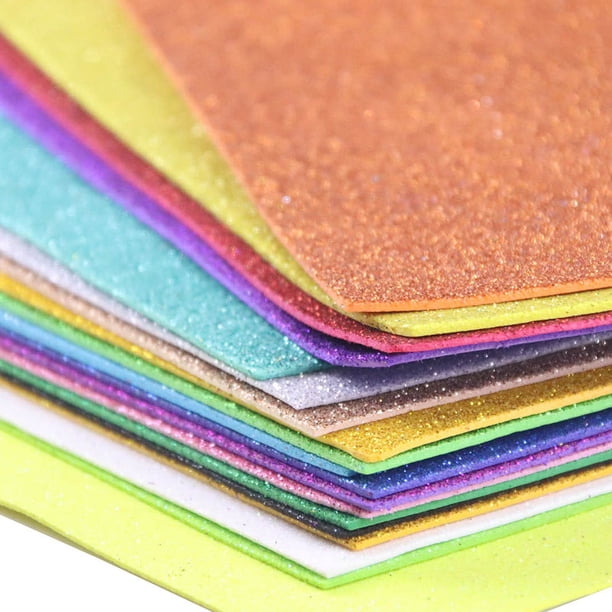 Papel esponja EVA en polvo dorado de 2 mm sin pegamento, papel para manualidades para jardín de infantes