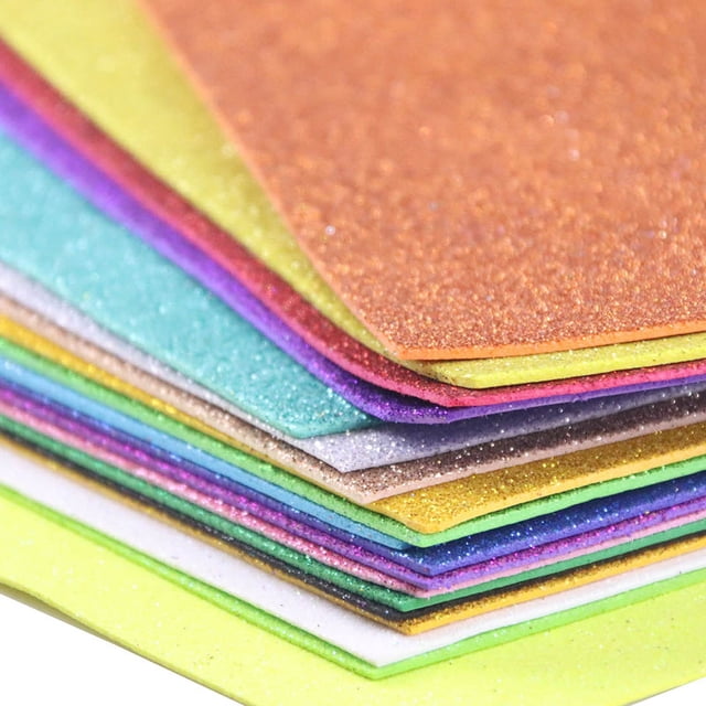 Papel esponja EVA en polvo dorado de 2 mm sin pegamento, papel para manualidades para jardín de infantes