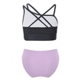 thumbnail image 2 of TiaoBug Kids Girls Tankini Swimsuit Crop Tank Top And Bikini Briefs Underwear Summer Holiday Beachwear Bathing Suits Black&Lavender 8, 2 of 7