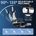 thumbnail image 2 of SOONTRANS Fabric White Gaming Chair with Footrest, Linen Ergonomic Computer Chair with Massage Lumbar Pillow, Gamer Chair with Adjustable Headrest, Comfortable Office Chair for Home, White, 2 of 10