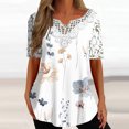 thumbnail image 1 of ICHUANYI Clearance Women's Fashion Casual Plus Size Lace V-Neck Short Sleeve Blouse T-Shirt Tops(White, XXL) ICHUANYI WER2023080816656, 1 of 5