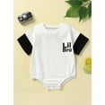 thumbnail image 3 of GXFC Infant Baby Boy Summer Rompers T Shirt Newborn Boy Short Sleeve Contrast Color Letters One Piece Jumpsuit Toddler Boy Summer Bodysuit Clothes 0-24M, 3 of 9