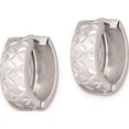 thumbnail image 2 of Sterling Silver Rhodium-Plated Diamond Cut Hinged Hoop Earrings (14 X 15) Made In Turkey qe8521, 2 of 5