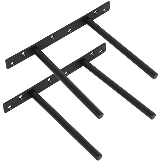 Juego de 2 soportes de estante flotante invisibles, soporte de metal para estante flotante de madera oculto montado en la pared, acabado negro mate, acero inoxidable, 2 piezas, Ejy9006B-2P