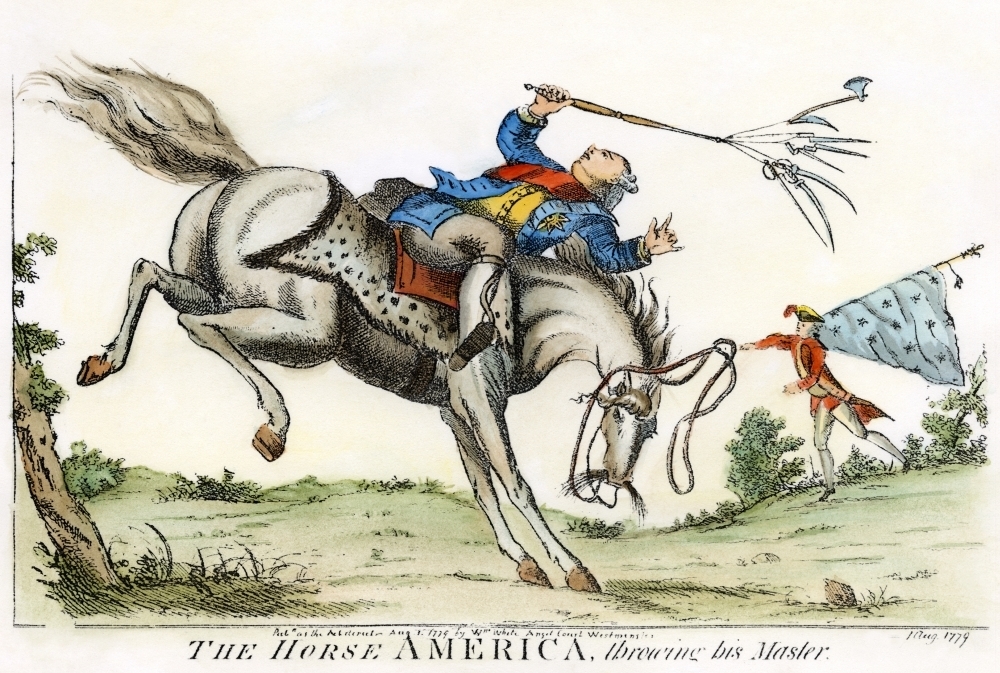 Cartoon Revolutionary War 1779 The Horse America Throwing His Master An