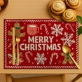 thumbnail image 6 of Festive Winter Gingerbread Placemats, Red Holiday Table Mats for Dining Room, Non-Slip Washable Indoor Outdoor Party Decorative Placemat Set of 6, 6 of 6