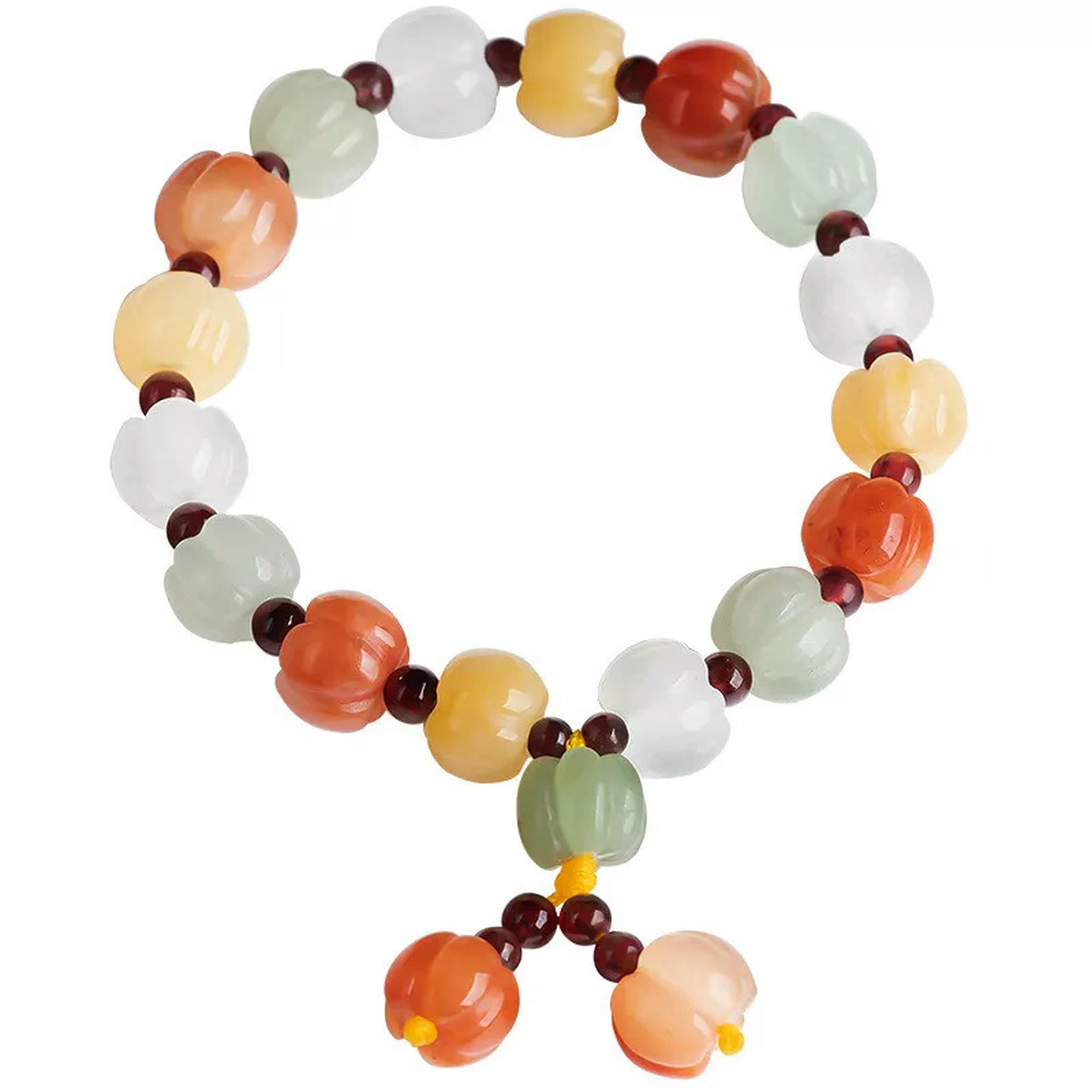 HOOUN Natural Gold Silk Jade Colorful Pumpkin Bracelet Antique Women's Bracelet