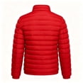 thumbnail image 5 of Men Stand Collar Puffer Jacket Full Zip Packable Quilted Outerwear Zipper Side Pockets Warm Casual Coat for Daily Commute Travel Camping Cold Weather Outdoor Wear Red M, 5 of 6
