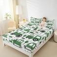 thumbnail image 4 of Castle Fairy Cute Excavator 4 Pieces Queen Sheet Sets for Child,Geometric Lattice Ultra Soft Flat Sheet,Black Green Queen Fitted Sheet,Lightweight Room Decor, 4 of 7