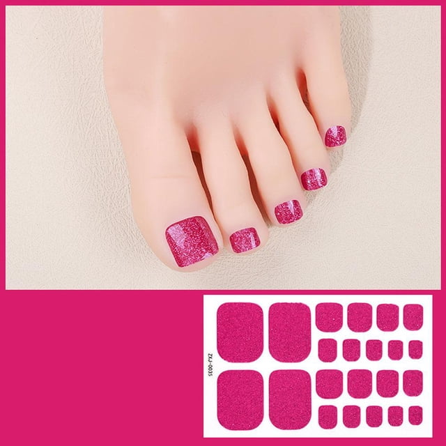 Waterproof Glitter Toe Nail Stickers 22pcs Summer Bling Bling Shiny Gradient Self Adhesive Foot