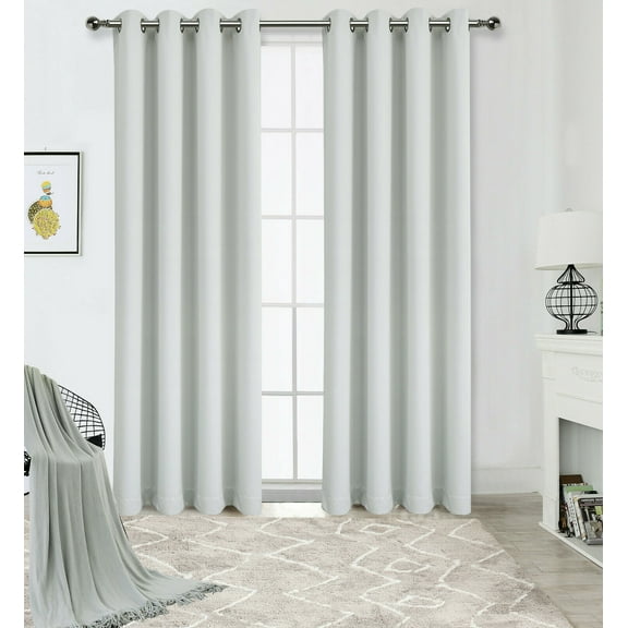 2 Pack: Solid Colored 100% Energy Saving Hotel Max Blackout Thermal Curtain Panels - Silver, 84 in. Long