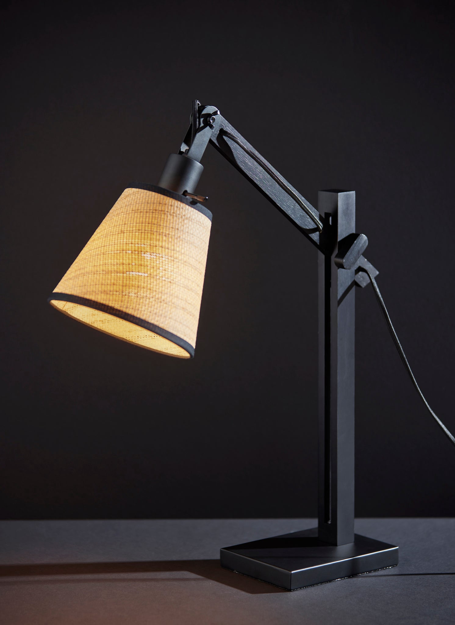 Adesso Walden 19"-25" 60W Adjustable Desk Lamp Black Wood