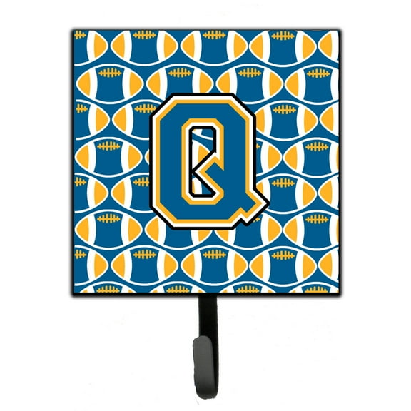 Letter Q Football Blue and Gold Leash or Key Holder