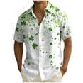 thumbnail image 2 of Ceisia Men's St. Patrick's Day Clover Print Short Sleeve Button-Down Shirt Collection | Mixed Green Clover & Paint Splatter Button-Up Shirt Gifts, 2 of 8