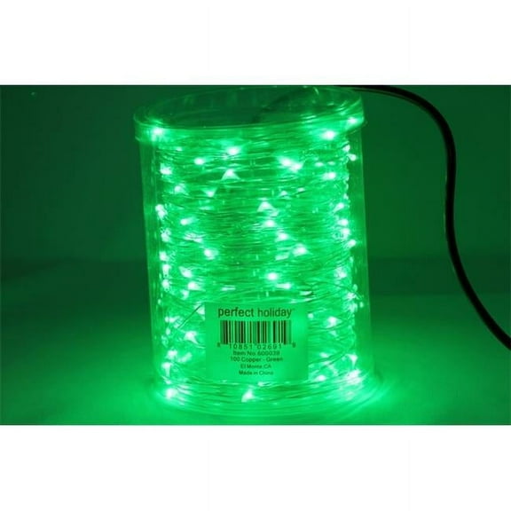 Perfect Holiday 100 LED Copper String Fairy Light - Green