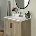 thumbnail image 6 of Emma + Oliver 30 Inch Bathroom Vanity, Single Sink Cabinet with 2 Soft Close Doors and Open Shelf, Carrara Marble Finish Countertop, Brown, 6 of 12