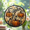thumbnail image 2 of Stained Glass Window Hanging - Halloween Decoration Orange Pumpkin Vine Leaves Suncatcher for Door Garden Spooky Sun Catchers Gothic Decor Horror Gifts for Women Men Friend Boy, 2 of 6
