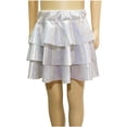 thumbnail image 6 of BFHHYA Metallic Skirt for Girls 3 Layer Ruffle Tiered Mini Skirt Elastic High Waist A Line Flare Skirt Sparkly Party Performance Clothes for Kids, 6 of 7