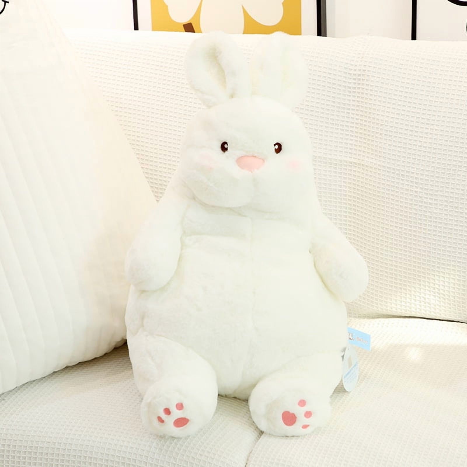Chubby Lazy Rabbit Plush Toy, Soft Huggable Bunny Stuffed Animal, Cute Cuddle Pillow Buddy, Perfect Easter Gift for Kids Adults Rabbit Lovers